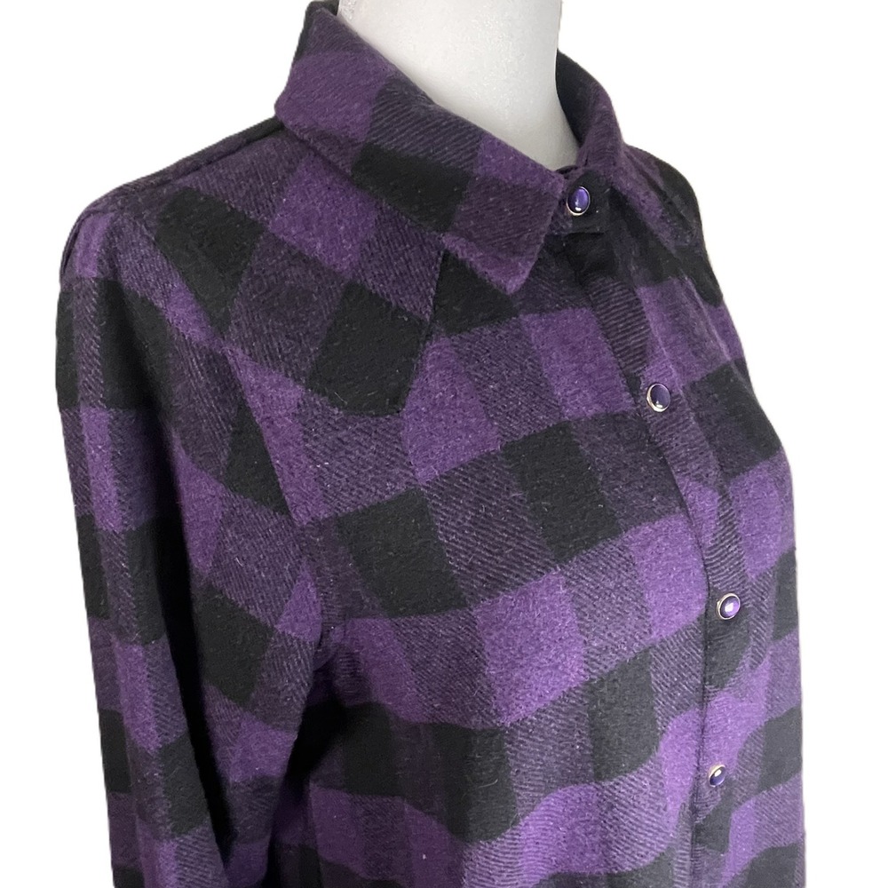 Tuckernuck Purple Black Plaid Flannel Pearl Snap Shirt Jacket Small Button Down - Picture 5 of 14